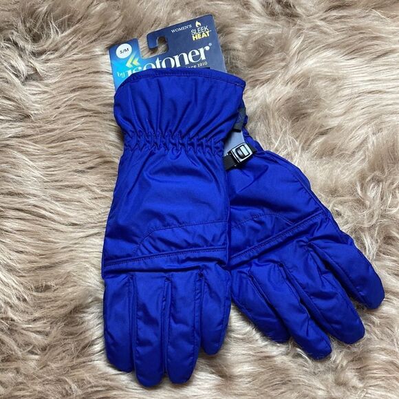 isotoner Womens Sleekheat Stretch Smartdri Cold Weather Blue Gloves Touchscreen - Picture 1 of 6